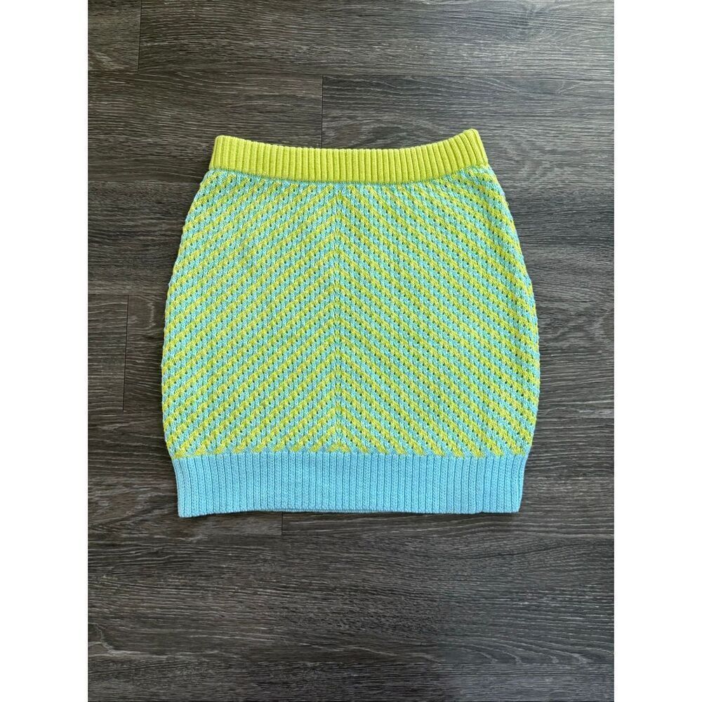 NWT For Love & Lemons Jacinda Green & Blue Knit Crop Tank & Skirt Set Size 2X - Picture 4 of 11